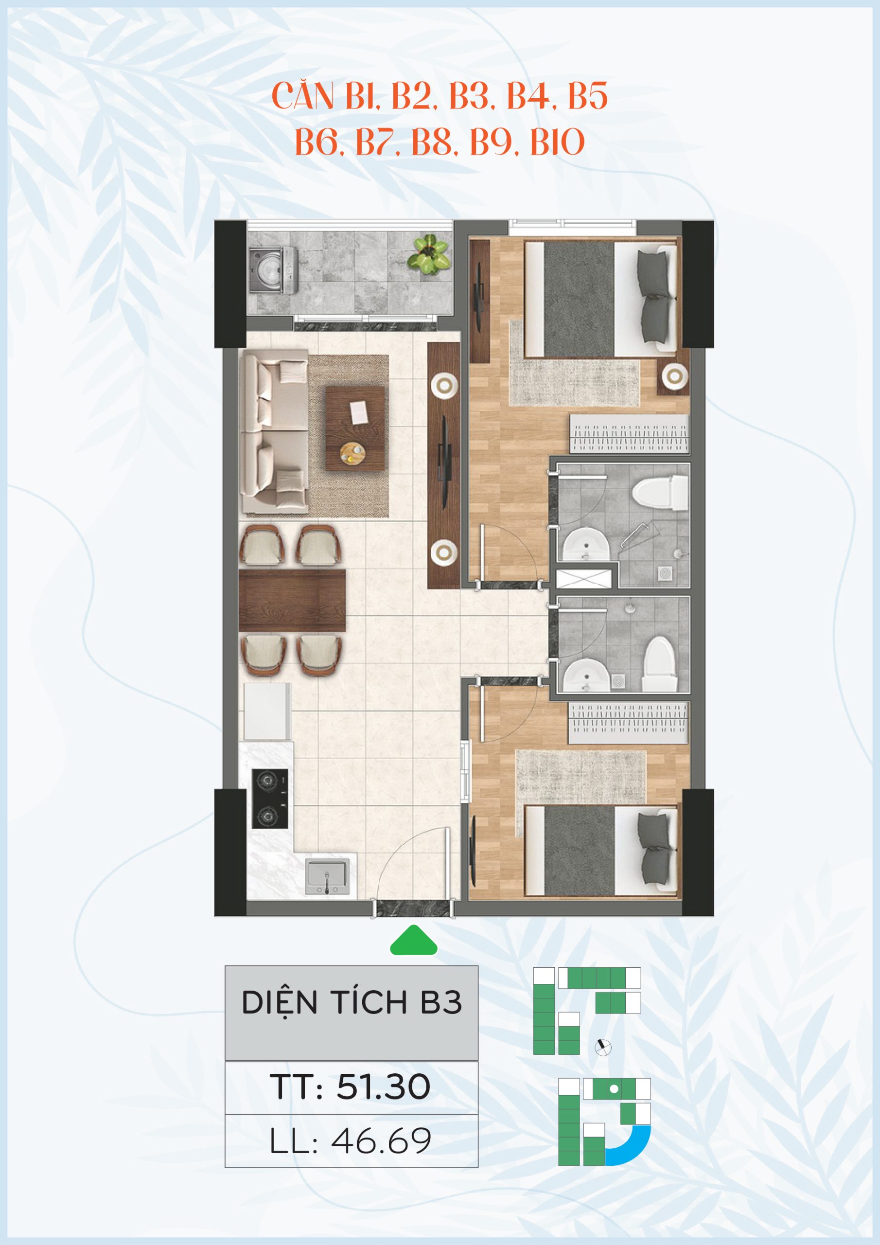 Mẫu căn B1 - B10 dự án Bcons City