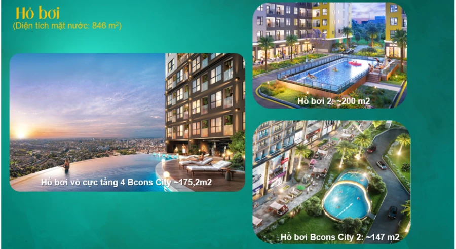 Hồ bơi vô cực tại dự án Bcons City