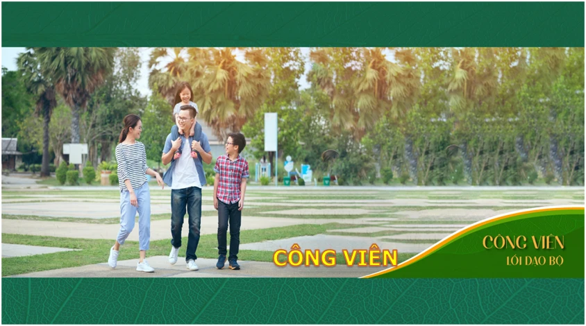 Công viên và lối đi bộ tại dự án Bcons City
