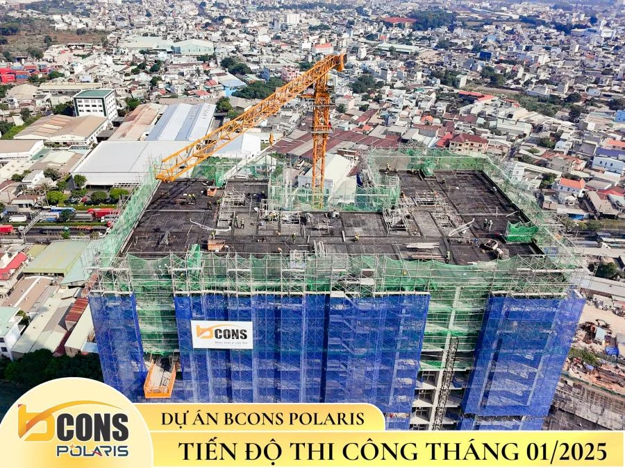 Kết cấu sàn tum dự án Bcons Polaris đã hoàn thành