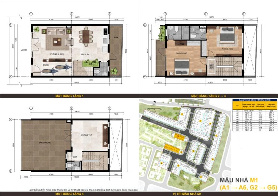 Mẫu nhà M1 dự án Bcons Uni Valley