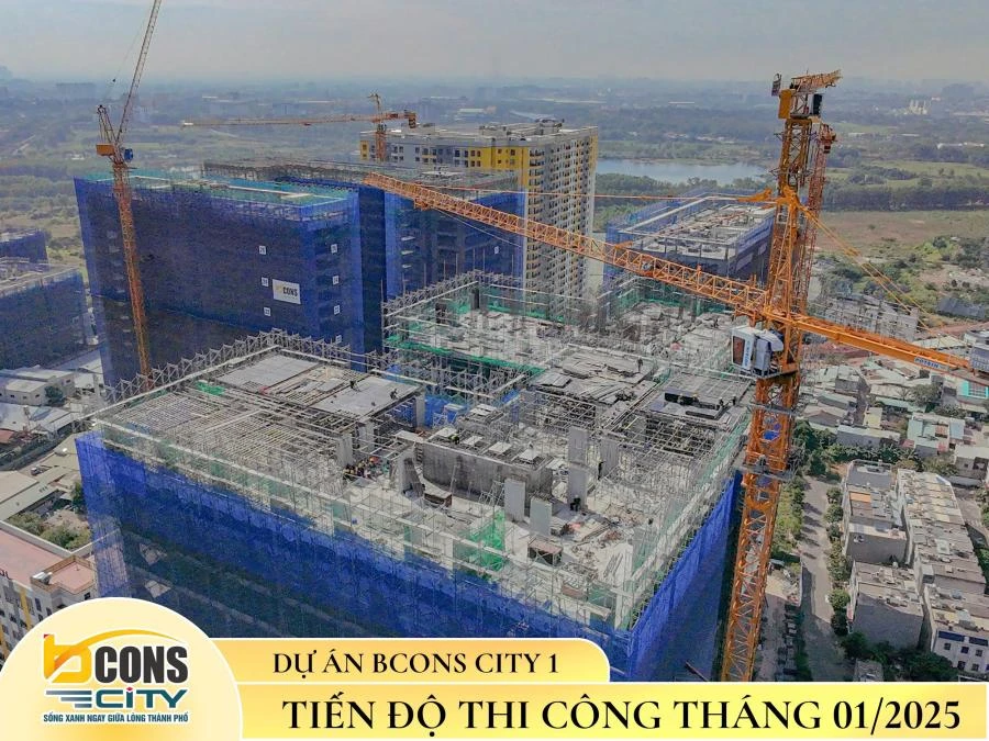 Tiến độ thi công Tháp Ciy - Dự án Bcons City đến ngày 20/01/2025