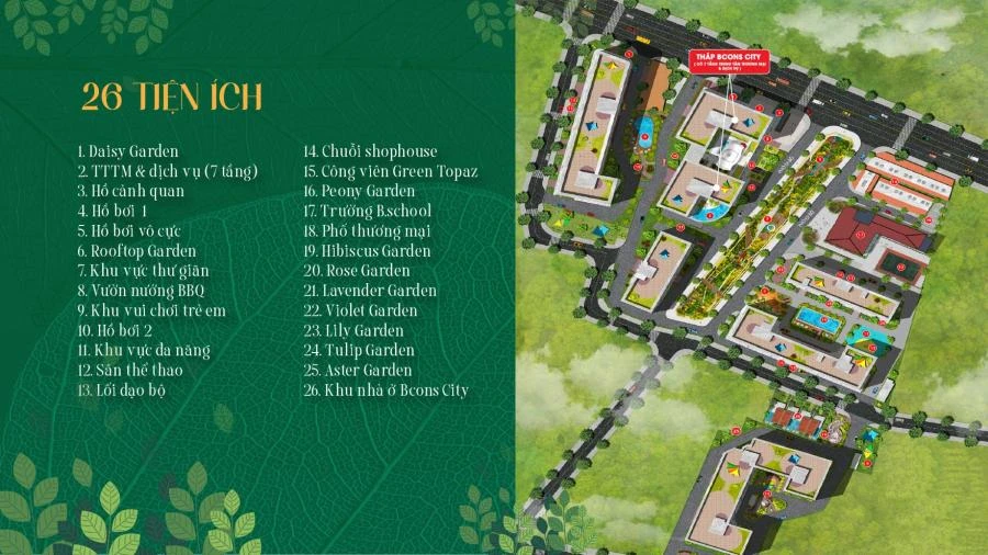 Dự án Bcons City có nhiều tiện ích