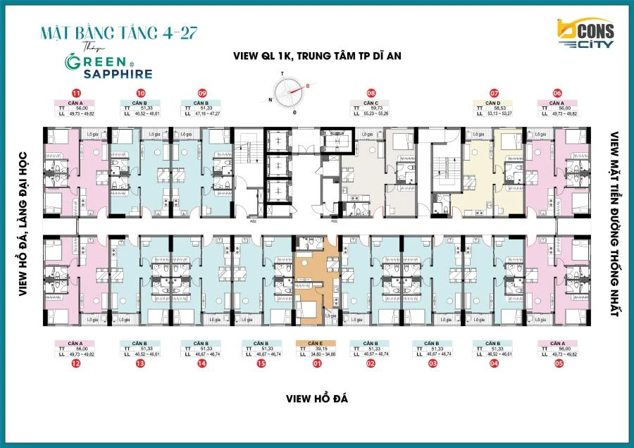 Mặt bằng tầng 4 - tầng 27