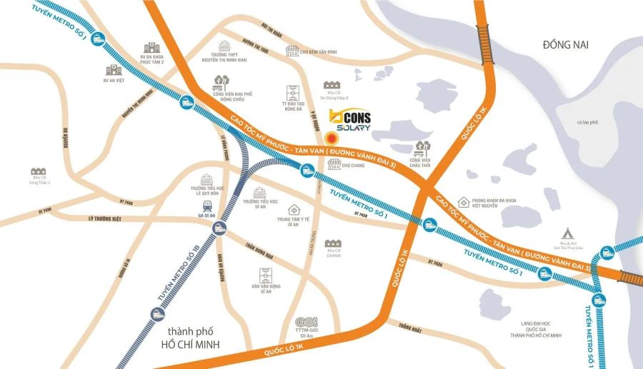 Bcons Solary có vị trí đắc địa