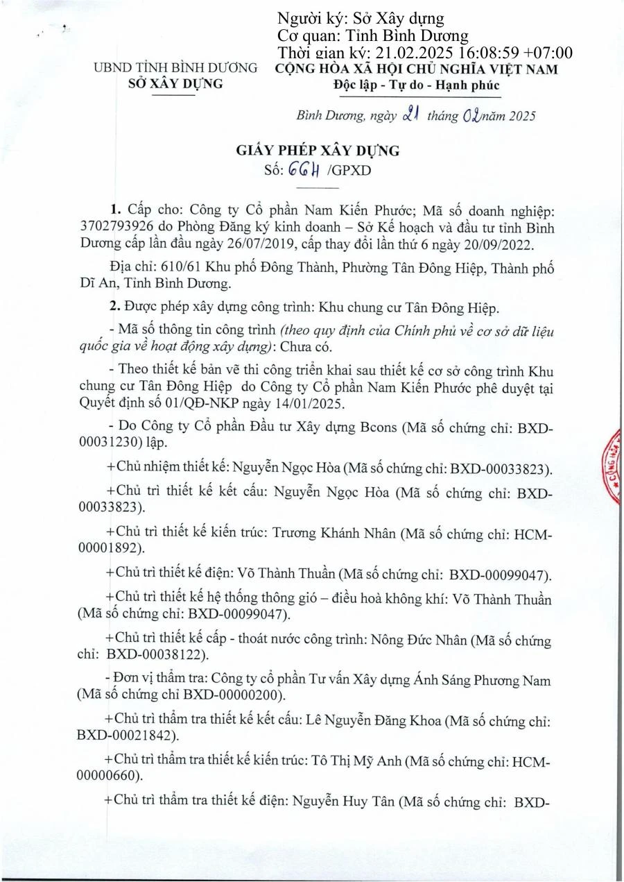 Giấy phép xây dựng Bcons Solary