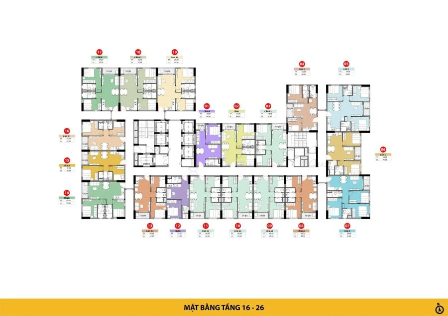 Mặt bằng tầng 16-26