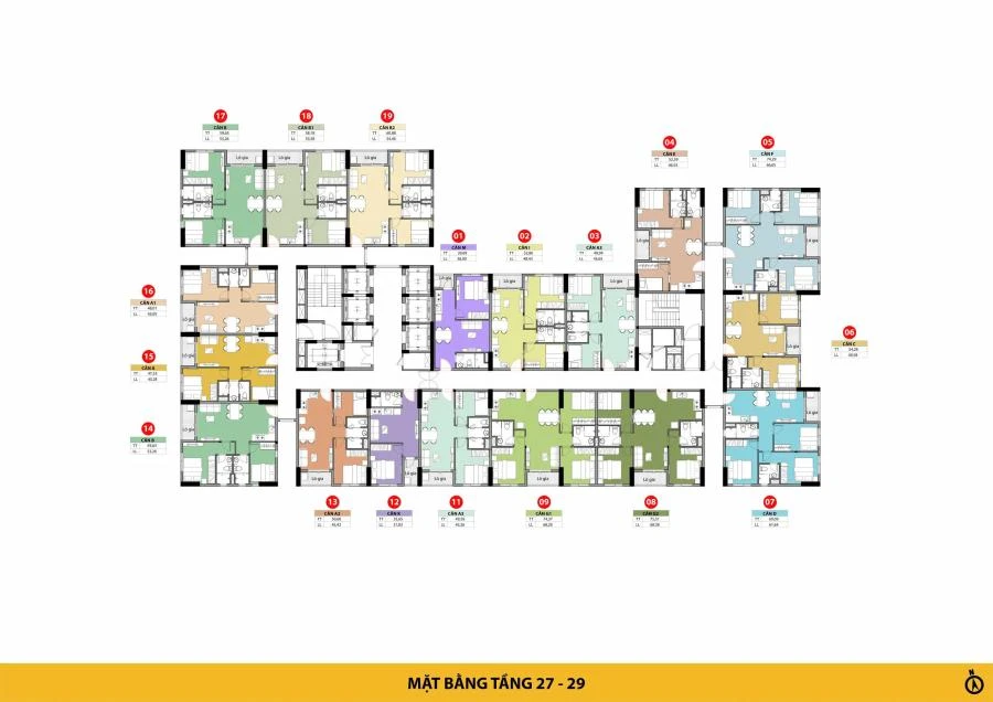 Mặt bằng tầng 27-29 Bcons Asahi