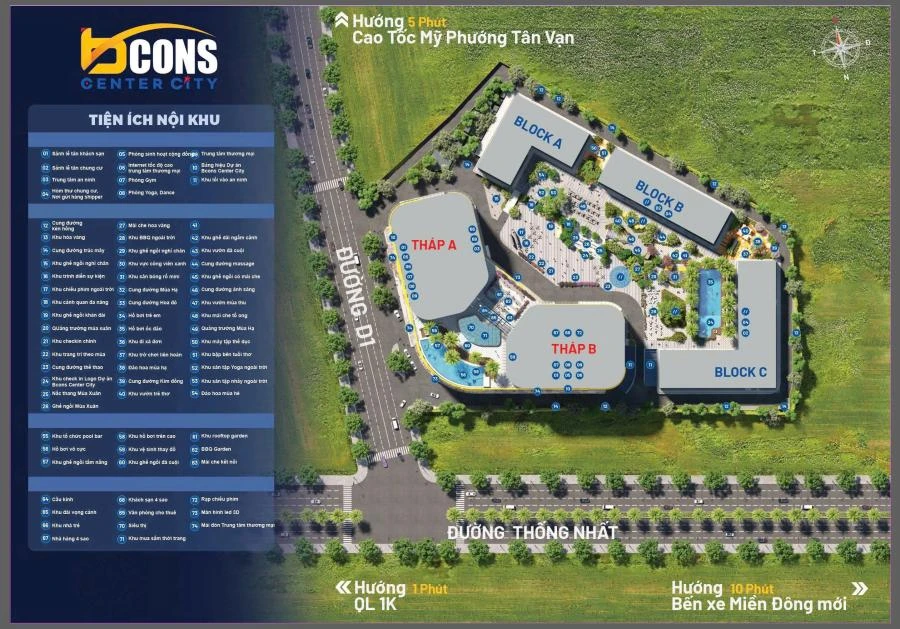 Tiến ích cao cấp tại Bcons Center City