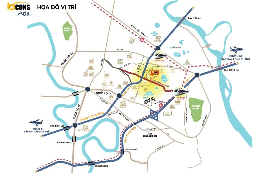 Bcons Aria có vị trí đắc địa